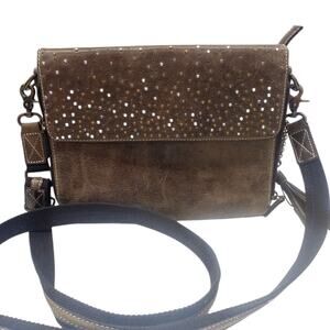 Gun Tote'n Mamas Distressed Buffalo Leather Shoulder Clutch Crossbody Bag Brown